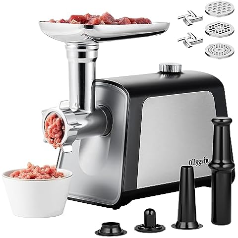 BQYPOWER BQYPOWER-123 Metal Food Grinder Attachment for KitchenAid Stand  Mixers, Meat Grinder Attachment Included 2 Sausage Stuffer Tubes, 3 Grindin