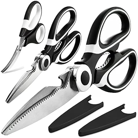 MITSUMOTO SAKARI Kitchen Scissors Heavy Duty, Black Titanium Plated Kitchen  Shears 