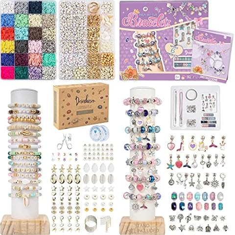 Deinduser Clay Beads 2 Boxes Bracelet Making Kit - 24 Colors