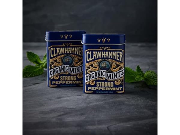 Clawhammer Organic Mints | USDA Certified Organic, Kosher | Strong Peppermint, 30 Count Tin (Pack of 12)