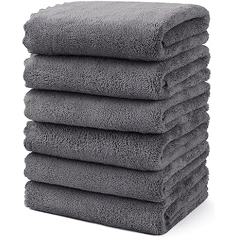 Battilo Kids Hand Towels Set 6 Packs, Cute Hand Towels with Hanging Loop - Microfiber Absorbent Hand Towels for Kitchen,Bathroom