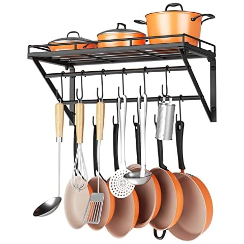 ROTHLEY Hanging Pot Rack Hanger: 23.7 Inch Stainless Steel Pot and Pan  Hanger Pot Rack Wall Mounted Hanging Pots and Pans Rack Pot Hangers for  Kitchen