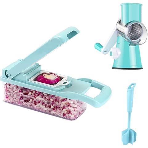 Ourokhome Rotary Cheese Grater Shredder and Kitchen Dough Bench Scraper  Knife, with Vegetable Peeler and Cleaning Brush