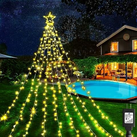 Waterproof Christmas Tree Lights With Remote 197ft Cool White