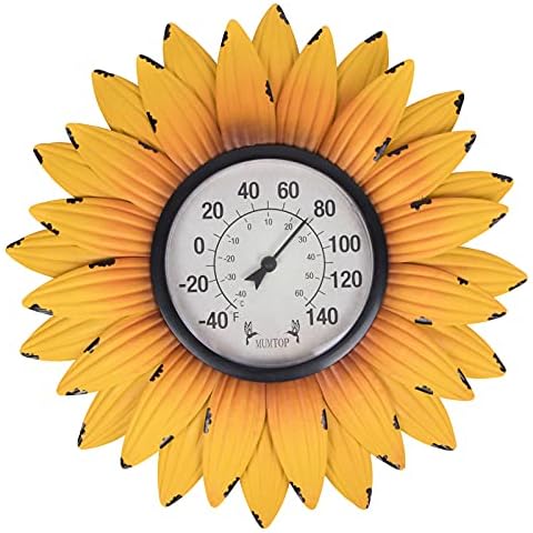 12 inch Indoor Outdoor Thermometer Decorative - Large Outdoor Thermometers for Patio, Round Wall Thermometer with Stainless Steel Enclosure, No