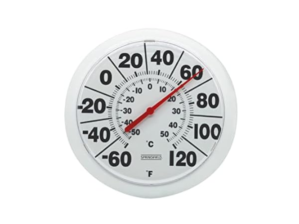 12 inch Indoor Outdoor Thermometer Decorative - Large Outdoor Thermometers for Patio, Round Wall Thermometer with Stainless Steel Enclosure, No