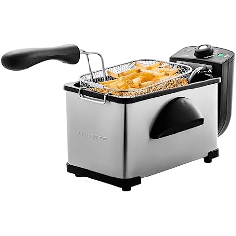 Hamilton Beach Professional-Style Deep Fryer with 3 Frying Baskets, 4.7  Quart or 19 Cup Oil Capacity, Lid with View Window, Stainless Steel, 35034  