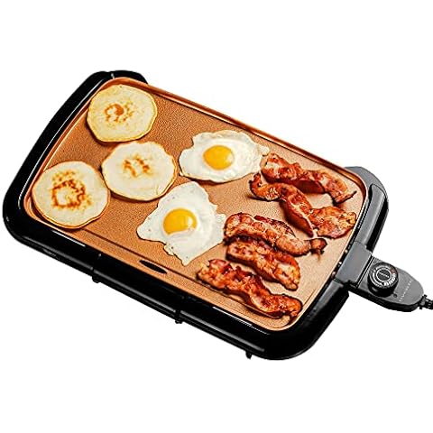 BELLA Electric Griddle with Warming Tray - Smokeless Indoor Grill, Nonstick  Surface, Adjustable Temperature & Cool-touch Handles, 10 x 18, Copper/ Black