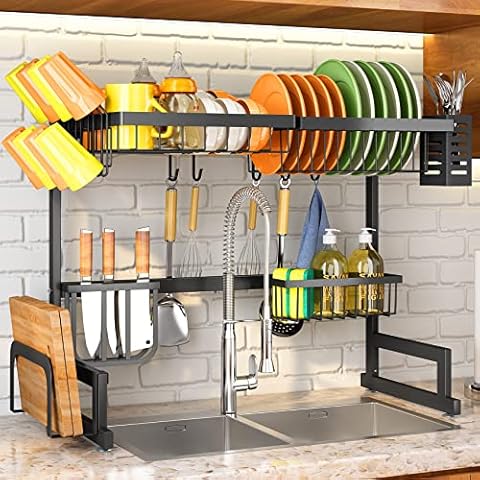 Sakugi Over The Sink Dish Drying Rack - Adjustable (29.5-35.5in) Drying  Rack w/Large Capacity