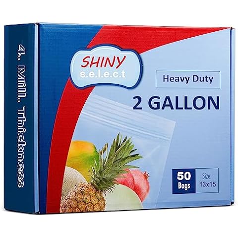 Shiny Select 25 count large 3 gallon big storage bags - 4 mill. extreme  thick - heavy duty clear plastic, for food freezer lunch - strong