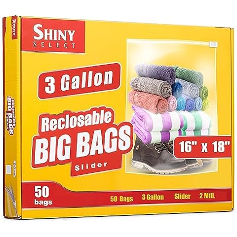 Pack of 25 ] Big Resealable 3.5 Gallon Large Freezer Bags for Moving,  Packaging, Storage, Meal Prep, Food Storage, Brining, Closet Organization 