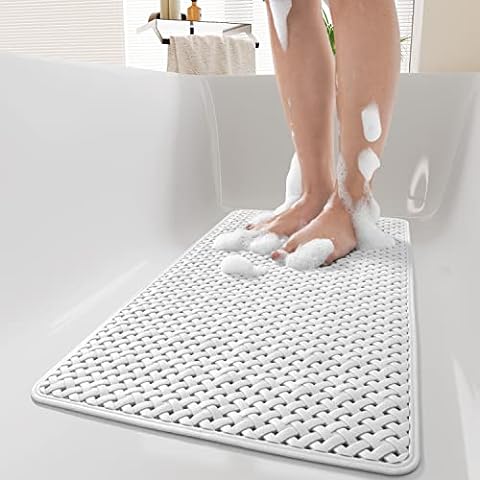 Bino BINO Loofah Non-Slip Bath Mat for Tub, Light Grey - Quick