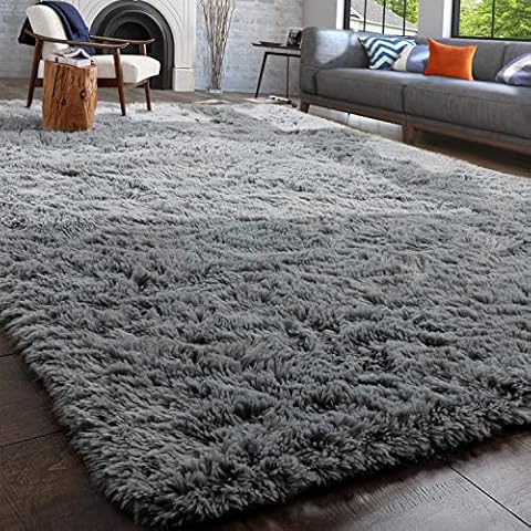 Gorilla Grip Fluffy Faux Fur Area Rug, 3x5, Rubber Backing