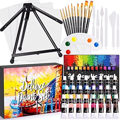 175 Piece Deluxe Art Set with 2 Drawing Pads, Acrylic  Paints,Crayons,Colored