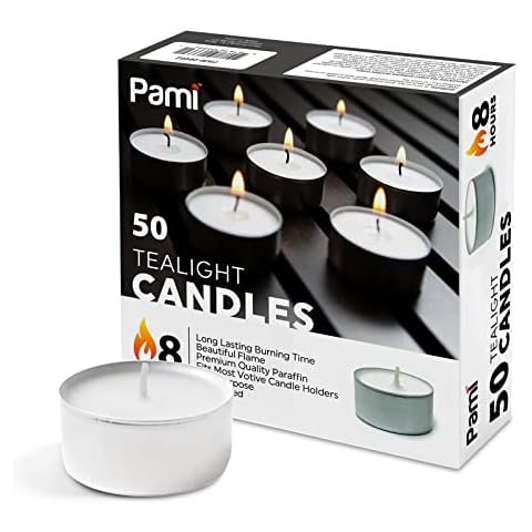  Stonebriar 100 Pack Unscented Tea Light Candles with 6-7 Hour  Extended Burn Time : Home & Kitchen