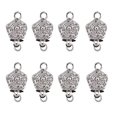  Craftdady 20 Sets Platinum Round Magnetic Clasps 14.5x8mm Magnet  Converters Locking Clasps for Jewelry Bracelet Necklace Making Hole:1.6mm