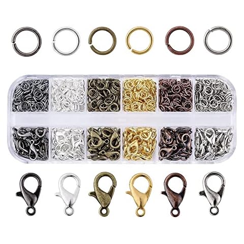 Lobster Clasps for Jewelry Making, 500 Pcs Jewelry Making Supplies Includes  100 Pcs Lobster Claw Clasps, 200 Pcs Open Jump Rings and 200 Pcs Bead Tip