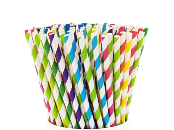 10 PCS BPA-Free Stripe Reusable Plastic Thick Drinking Straws 8 colors