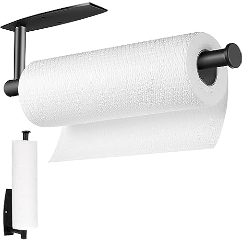 Paper Towel Holder Under Cabinet, Single Hand Operable Paper Towel Holder  Wall Mount with Ratcheting Mechanism, Self-Adhesive or Drilled for Kitchen