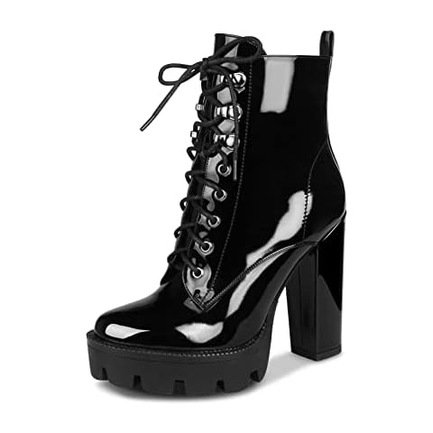 Patent Leather Platform Boots for Women