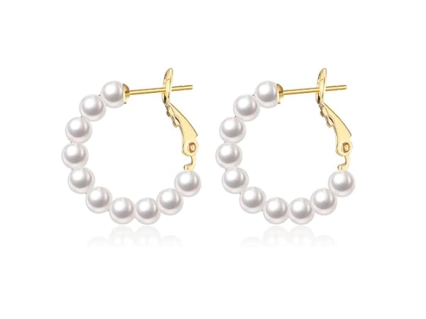 Glamlife LV Pearl Hoop Earing Anti Tarnish for Girls and Women's