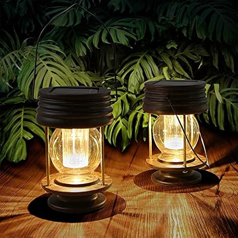  Solar Lantern Outdoor Hanging Solar Lights Dancing Flame  Vintage Led Waterproof Camping Lamps, Landscape Decor for Table Patio Garden  Yard Pathway Porch 2Pack (Orange Flame) : Tools & Home Improvement