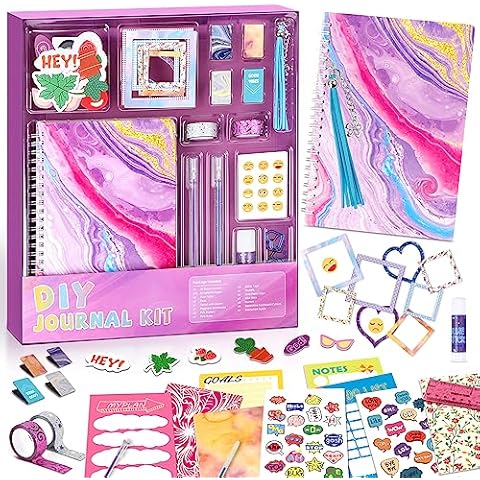 VERTOY DIY Journal Set for Girls Ages 8-12 - Kids Scrapbook Diary Pink