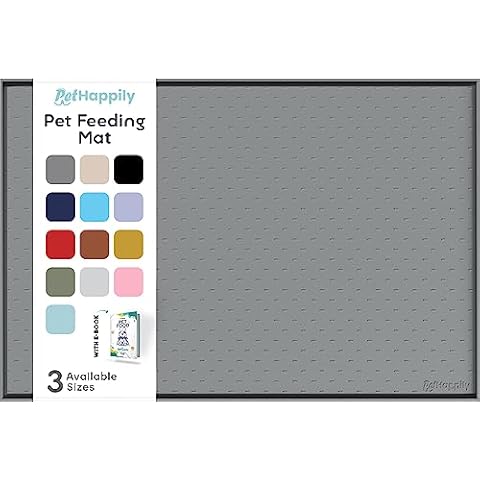 Gorilla Grip - Silicone Pet Feeding Mat - Dog Food Mat 18.5 x 11.5, Gray