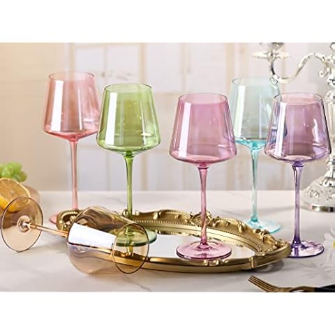 Physkoa Modern Wine Glasses with Tall Long Stem Set of 4, Crystal Square Wine Glasses with Flat bottom,Big Wine Glasses for Full-Bodied Wine Gifts for