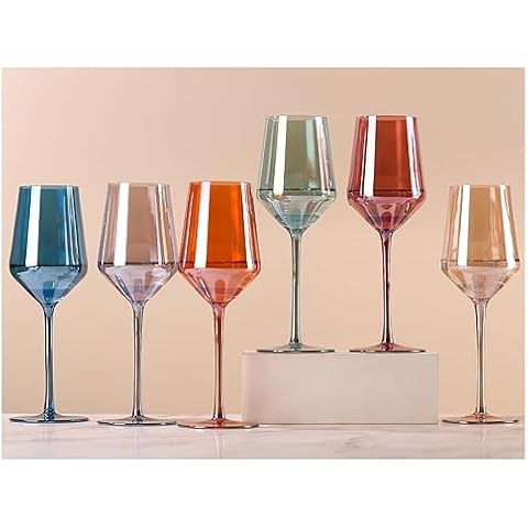 Physkoa Modern Wine Glasses with Tall Long Stem Set of 4, Crystal Square Wine Glasses with Flat bottom,Big Wine Glasses for Full-Bodied Wine Gifts for