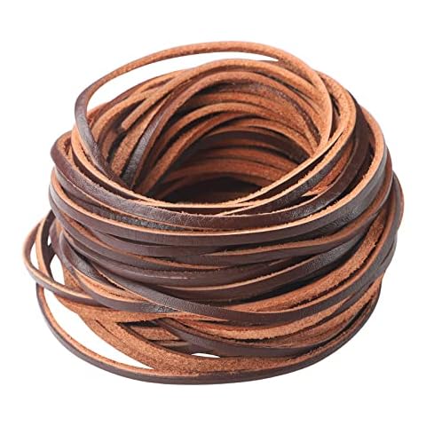 16.5 Yards 3 Bundles Natural Flat Leather Cord Leather Rope Thread for  Leather Shoes Laces, Jewelry Making, Necklace, Bracelet, Beading and DIY  Crafts, Black, Nature and Brown