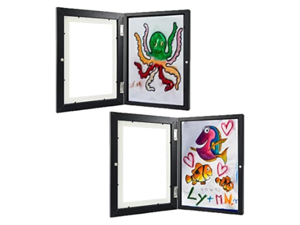 2 Pack Children Art Projects 11.8'' x 8.3'' Kids Art Frames, A4 Art-Work  Wooden Kid Art Frame Front Opening Changeable Picture Display, Horizontal 