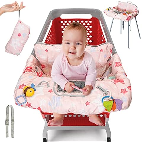 Lumiere Baby Shopping Cart Cover for Baby and Toddler - 2-in-1 High Chair  Cover  360 Full Protection, Patented Roll-in Style Pouch, Universal Fit,  Machine Washable. Great Gift Ideas for Mom 