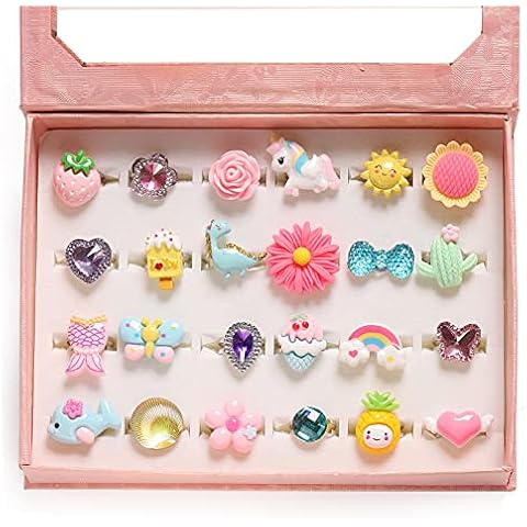 Nutty Toys Little Girl Jewel Rings, 24 Adjustable Kids' Dress Up Pretend  Play Jewelry Set, Best Birthday & Top Christmas Gifts Unique Stocking