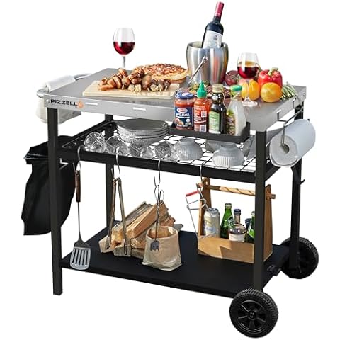 Emberli XL Grill Cart Outdoor with Storage with Wheels - Modular Grill Table of Outside BBQ, Blackstone Griddle 17 22, Bar Patio Cabinet Kitchen