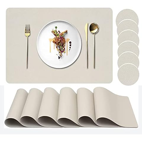 Faux Leather Placemats Set of 6 - Waterproof - Wipe Clean - Heat Resistant  - Ant