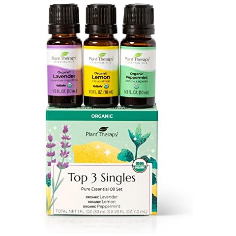 Plant Therapy Top 6 USDA Organic Essential Oil Set - Lavender, Peppermint,  Eucalyptus, Lemon, Tea Tree 100% Pure, Natural Aromatherapy, for Diffusion