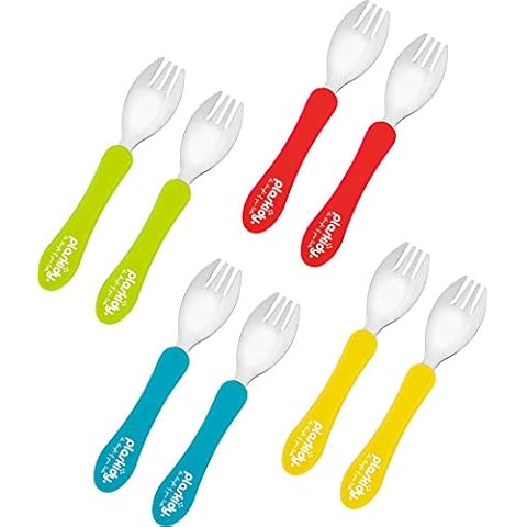 Toddler Utensils Set by PLASKIDY Kids Utensils 6 Forks and 6 Spoons - BPA  FREE / Dishwasher Safe Toddlers Silverware Set Brightly Colored Children's