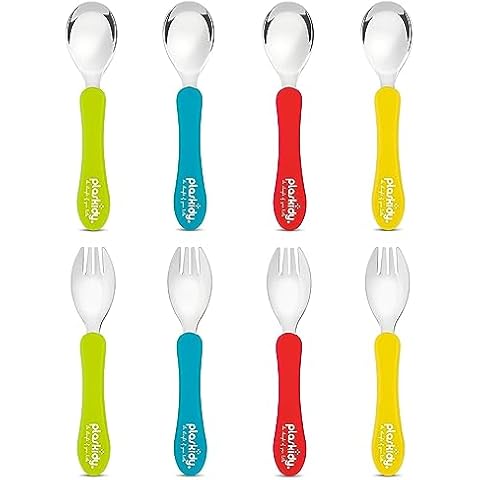 Toddler Utensils Set by PLASKIDY Kids Utensils 6 Forks and 6 Spoons - BPA  FREE / Dishwasher Safe Toddlers Silverware Set Brightly Colored Children's