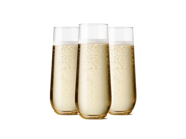36 Pack Stemless Plastic Champagne Flutes Disposable 9 Oz Clear Plastic Toasting  Glasses Shatterproof Recyclable and BPA-Free 