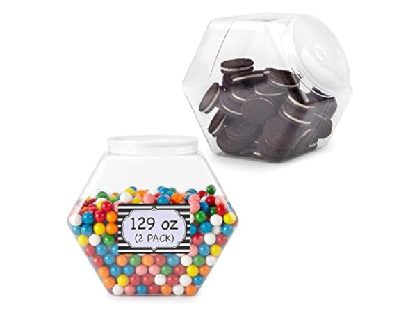 DilaBee Plastic Candy Jars with Lids for Candy Buffet - 3 Pack - 48 Oz  Clear Cookie Jars