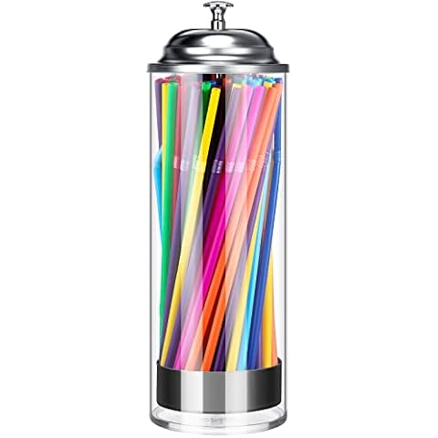 SimplyImagine Clear Acrylic Lightweight Straw Dispenser