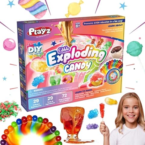 Playz Explosive Rainbow Volcano Kit for Kids with 23+ Science Chemistry Set  Activities & Experiments, Glow in The Dark Learning & Education Toys, 