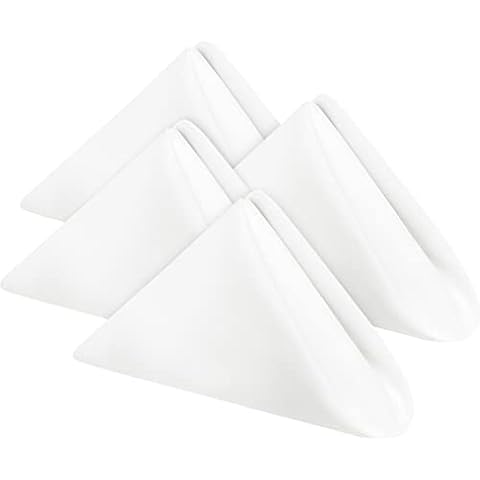 Wealuxe [24 Pack, White] 100% Polyester Soft Durable Washable Cloth Table  Napkins 17 x 17 Inch Great for Restaurants, Dinners and Parties