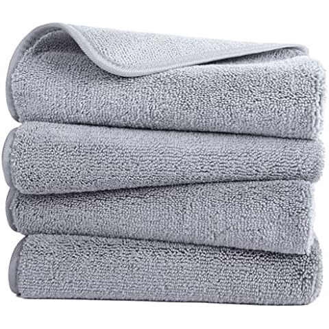 KinHwa Microfiber Hand Towels for Bathroom Soft and Absorbent Face Towels  for Bath, Spa, Gym 16inch x 30inch 4 Pack Gray