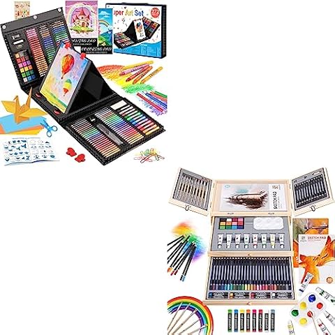 Arts and Crafts Supplies, 159 Pieces Deluxe Art Set with Unique Design  Portable