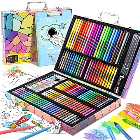 U.S. Art Supply 84-Piece Deluxe Artist Studio Creativity Set in Case,  Painting, Drawing, 2 Sketch Pads, 24 Watercolor Paint Colors, 24 Colored  Pencils