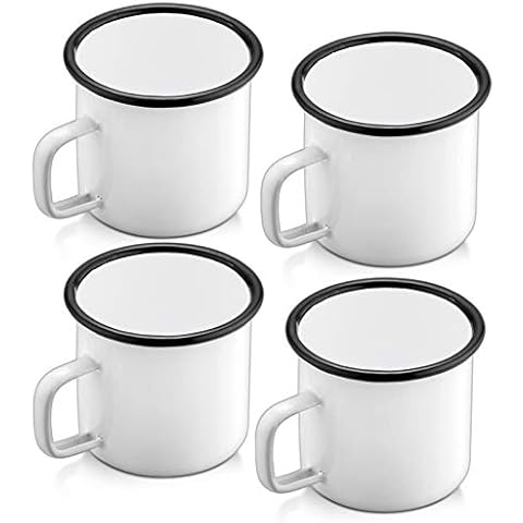 TeamFar Coffee Mug Set of 6, 12 oz Enamel Mug Black Tea Camp