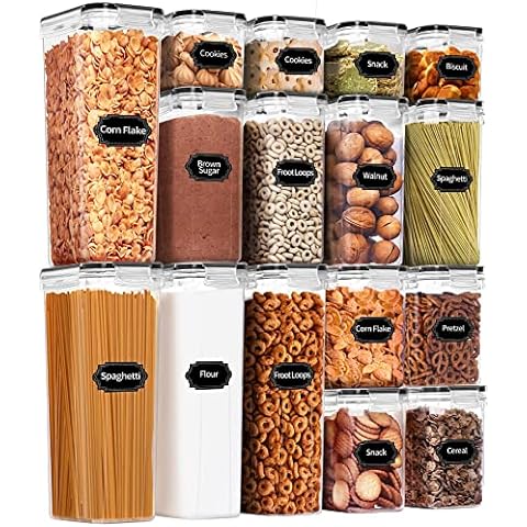 4Pcs Large Food Storage Containers 5.2L*2+2.5L*2, BPA Free Plastic Airtight  Food Storage Canisters For Flour, Sugar, Baking Supplies, With Labels