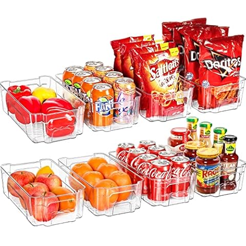 HOOJO Refrigerator Organizer Bins - 2pcs Clear Plastic Bins For Fridge,  Freezer, Kitchen Cabinet, Pantry Organization and Storage, BPA Free Fridge  Organizer, 12.5 Long-Medium